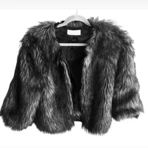 MICHAEL KORS FAUX FUR JACKET BEAUTIFUL! PERFECT! sz M Dark Gray Blend